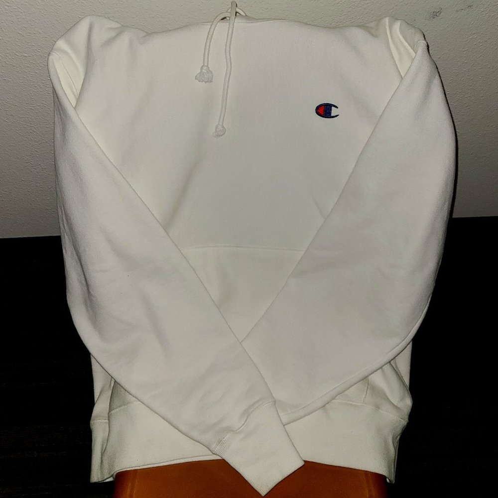Used Champion Plain White Hoodie Men's Size L